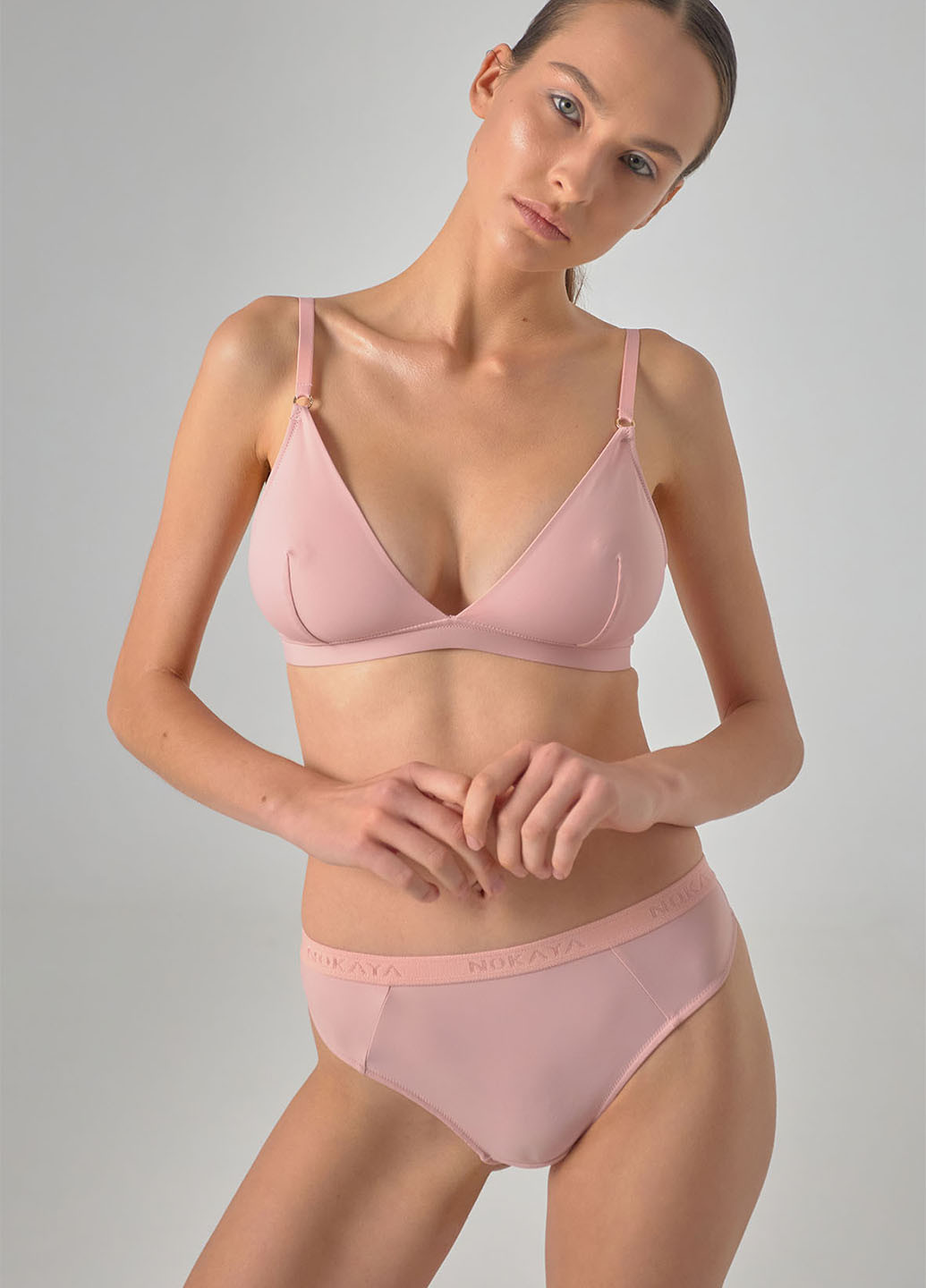 Рожевий бралетт бюстгальтер Nokaya без кісточок поліамід, мікрофібра