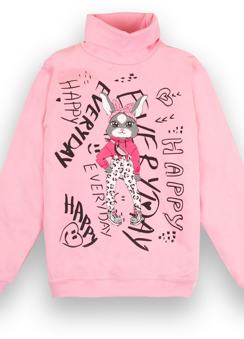 Розовый демисезонный детский свитер для девочки sv-21-92-1 *зайка* Габби