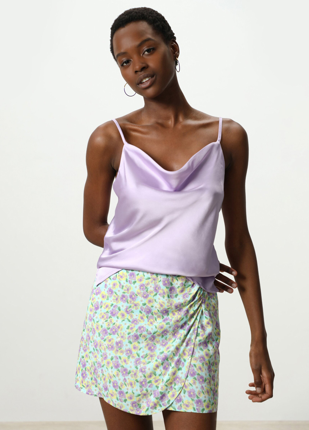 Зеленая кэжуал цветочной расцветки юбка Lefties а-силуэта (трапеция)