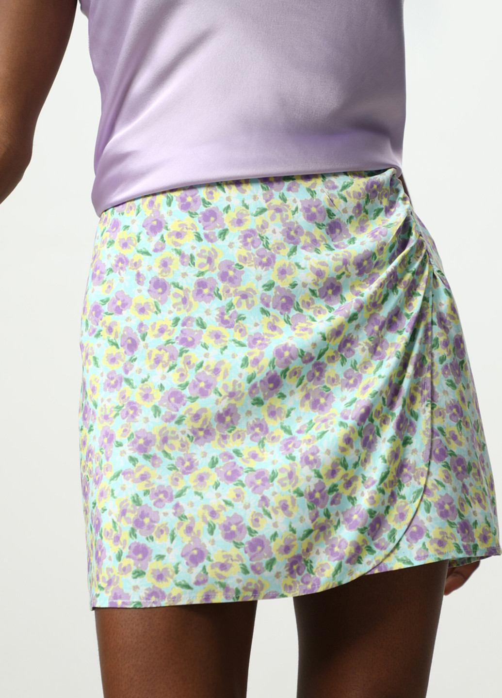 Зеленая кэжуал цветочной расцветки юбка Lefties а-силуэта (трапеция)