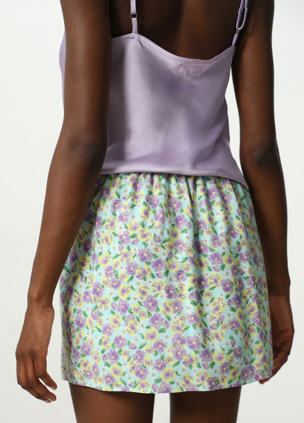 Зеленая кэжуал цветочной расцветки юбка Lefties а-силуэта (трапеция)