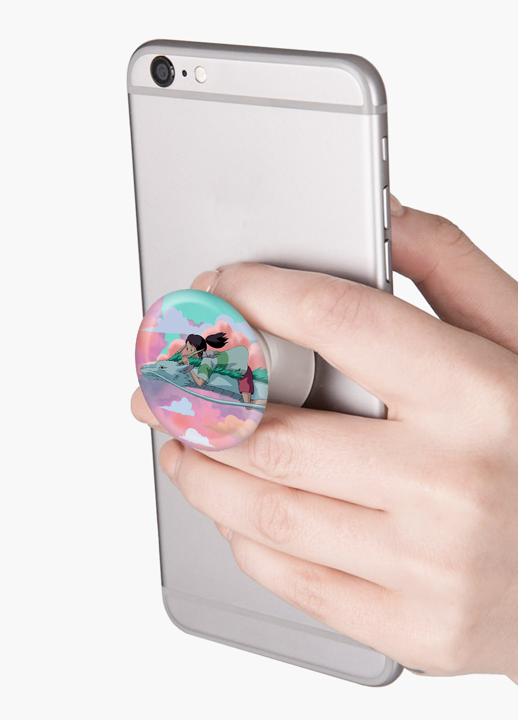 Попсокет (Popsockets) тримач для смартфону Тихиро Огіно Сен і Хакуо Віднесені примарами (Spirited Away) (8754-2830) Чорний MobiPrint (221548624)