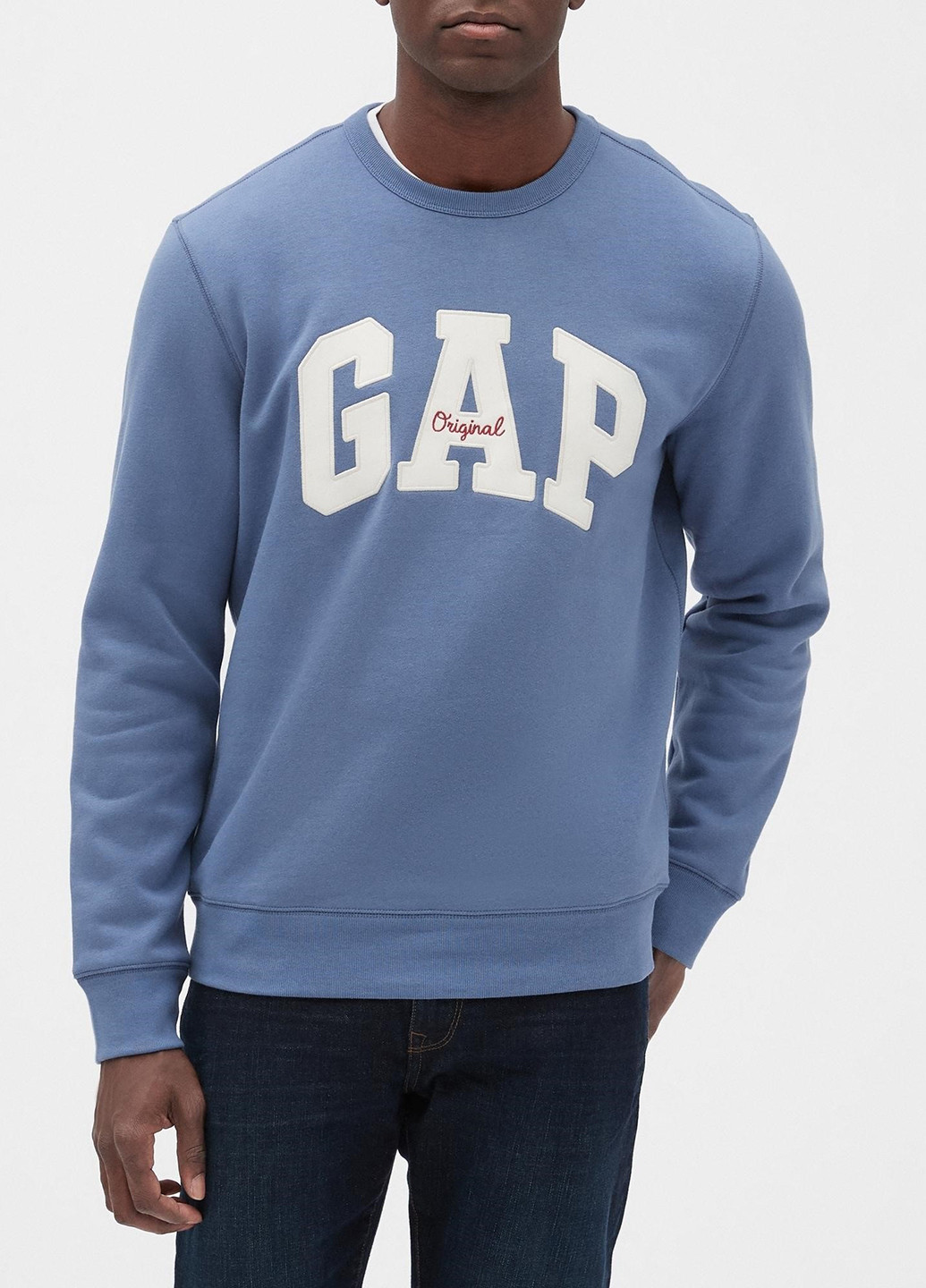 Свитшот Gap - Прямой крой логотип темно-голубой кэжуал трикотаж, хлопок - (184607261)