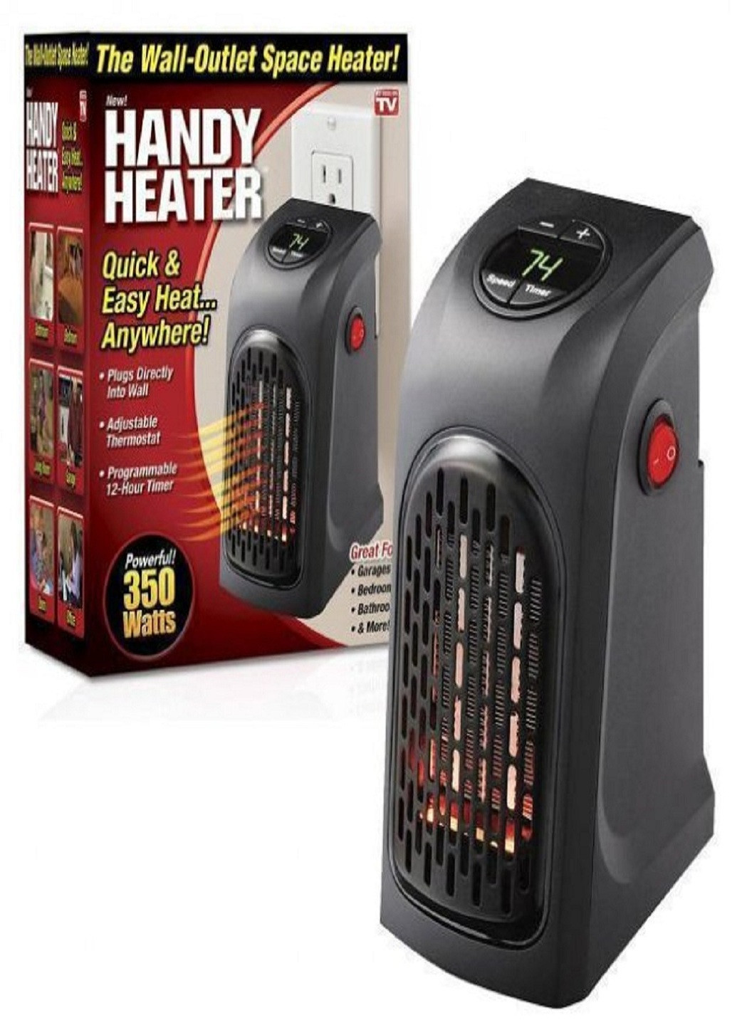 Портативний тепловентилятор з терморегулятором та таймером 400 W Handy Heater (KS86770808) No Brand (254210881)