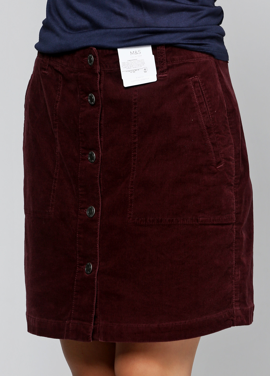 Сливовая кэжуал однотонная юбка Marks & Spencer мини