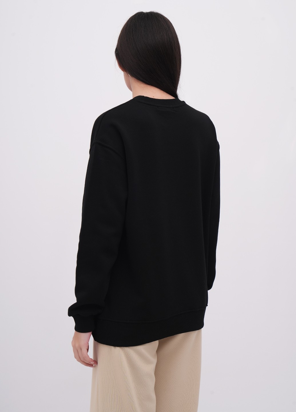 Чорний світшот EQUILIBRI малюнок без декору (341745012)