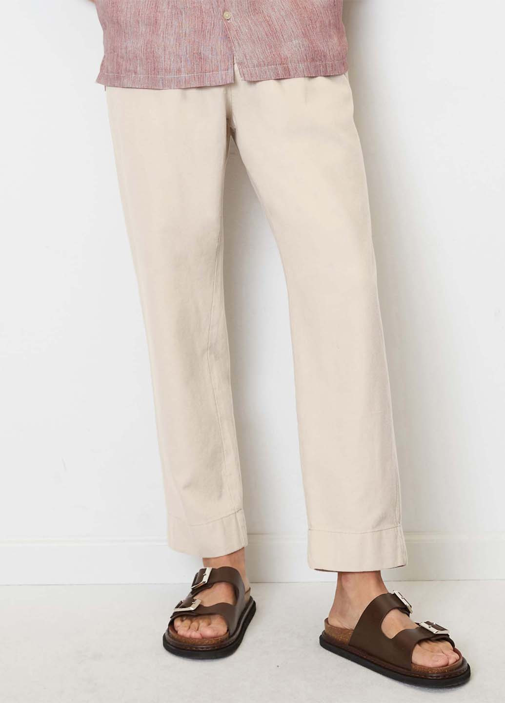 Серо-бежевые кэжуал летние зауженные брюки Marc O'Polo