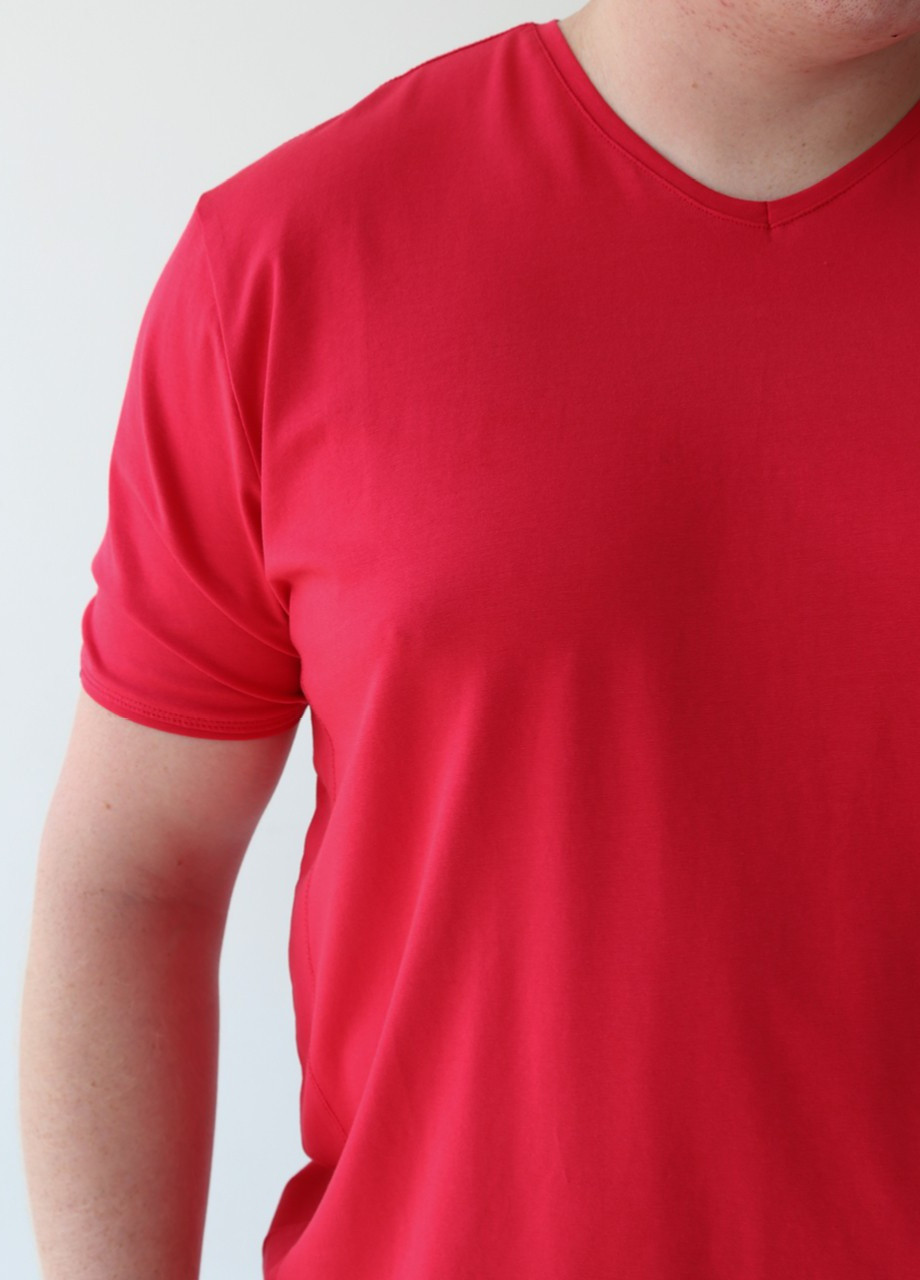 Красная футболка мужская красная база большой размер с коротким рукавом Jean Piere Прямая