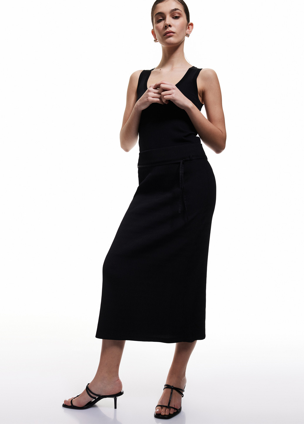 Черная кэжуал однотонная юбка KOTON карандаш