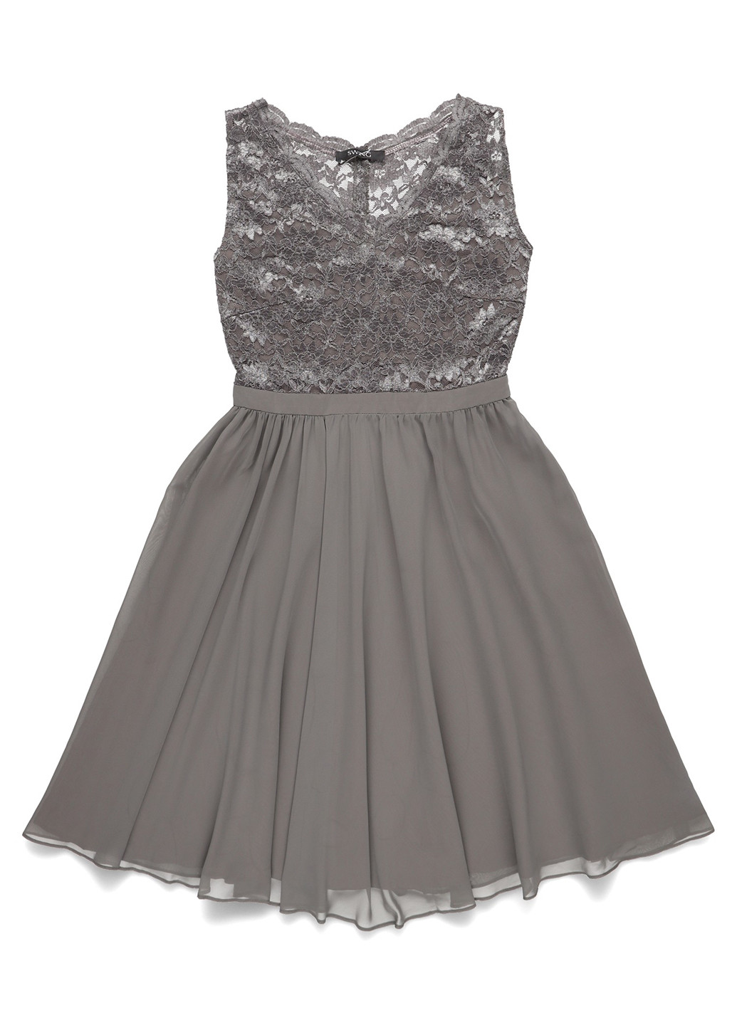 Сіра кежуал, святковий сукня кльош Swing однотонна