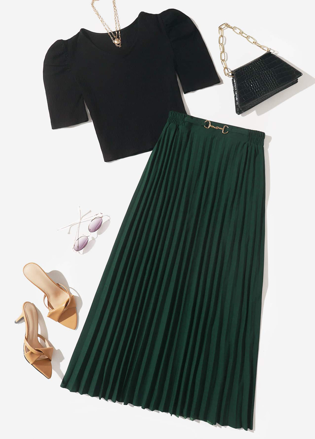 Комбінований літній комплект (топ, спідниця) SHEIN