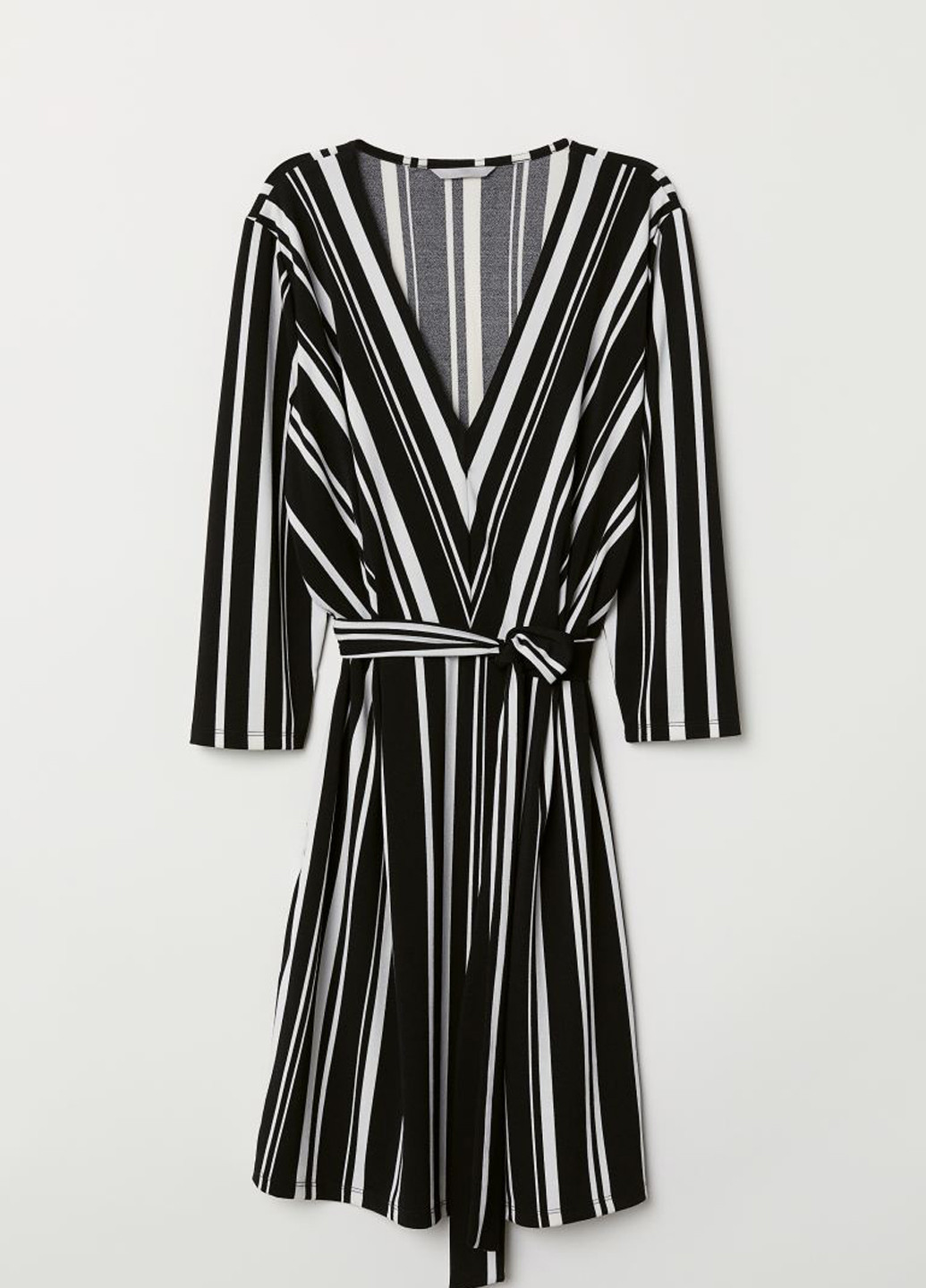 Черно-белое кэжуал платье клеш H&M в полоску