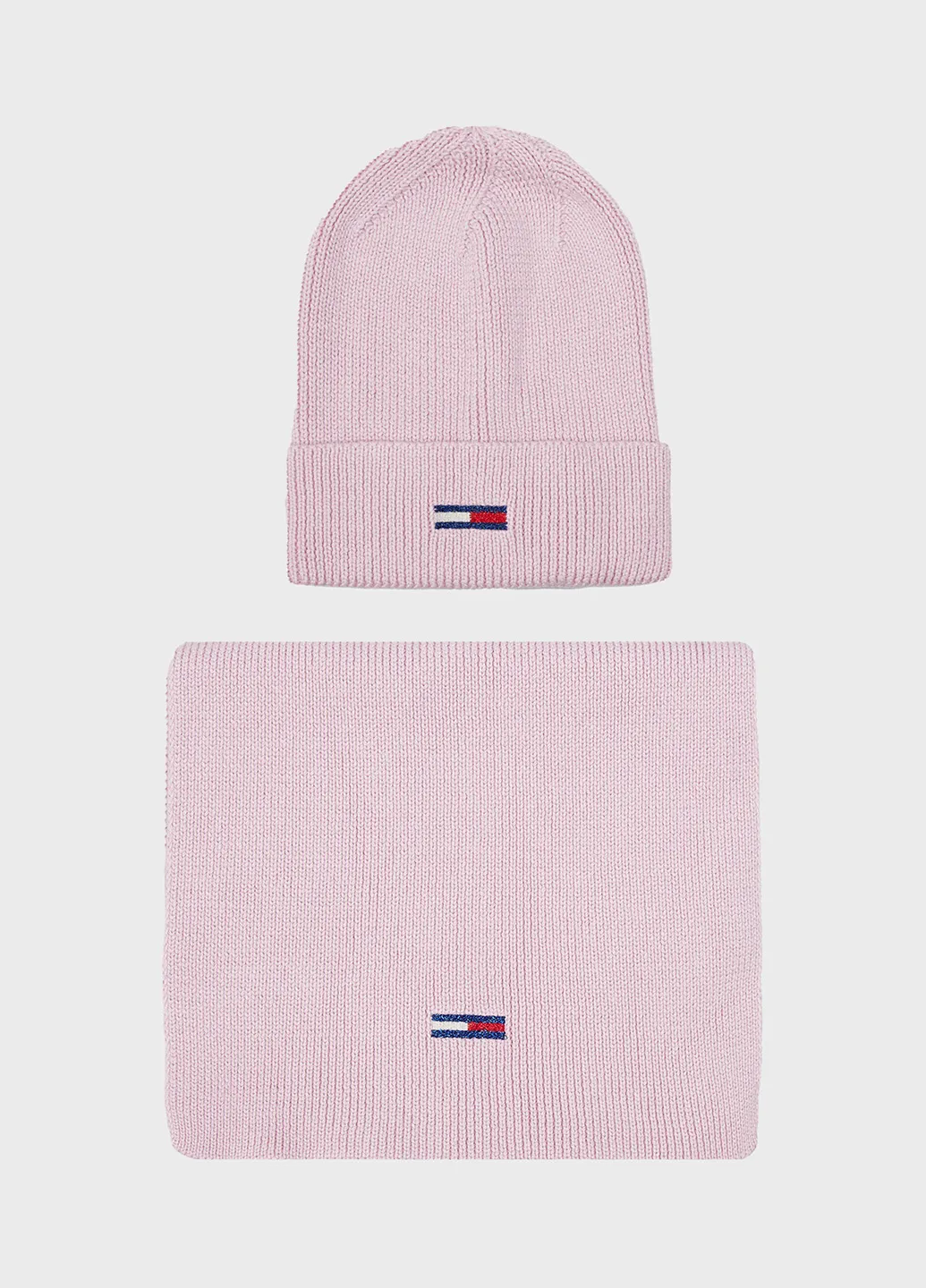 Розовый зимний комплект (шапка, снуд) Tommy Jeans