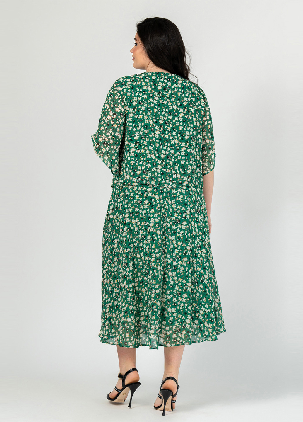 Зелена кежуал сукня кльош A'll Posa з квітковим принтом