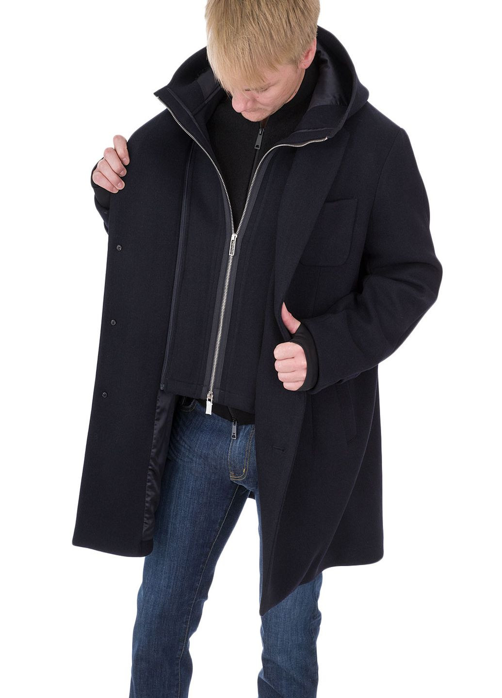 Черное демисезонное Пальто Emporio Armani