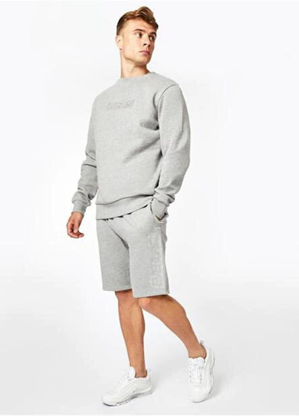 Серо-синий свитшот Everlast меланж вышивка (258458249)