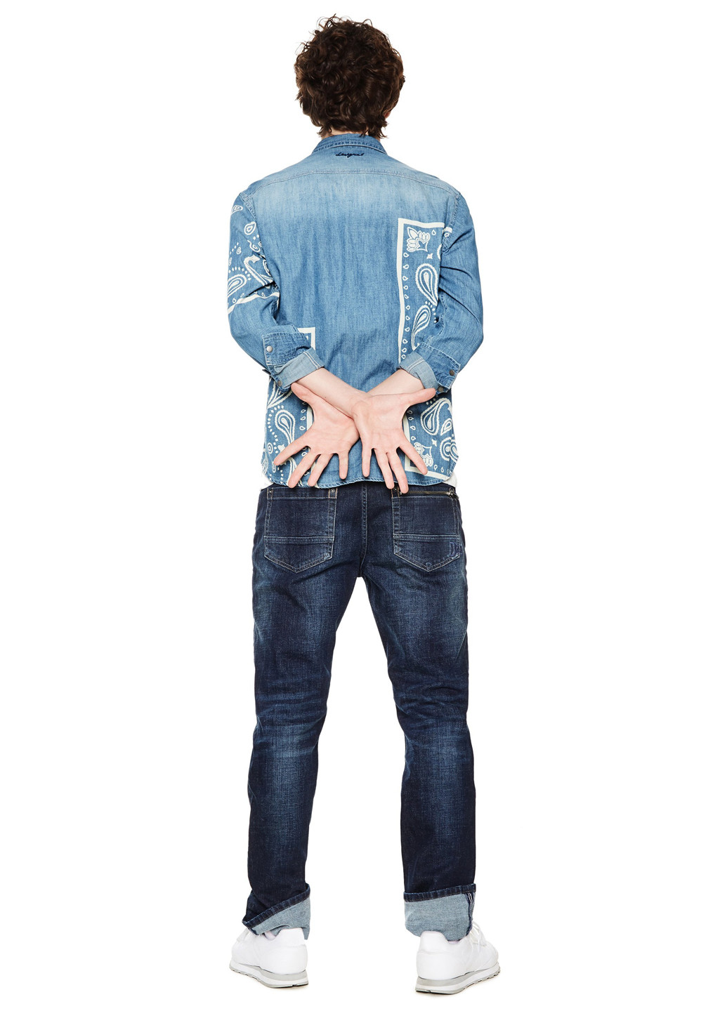 Голубой джинсовая рубашка с рисунком Desigual