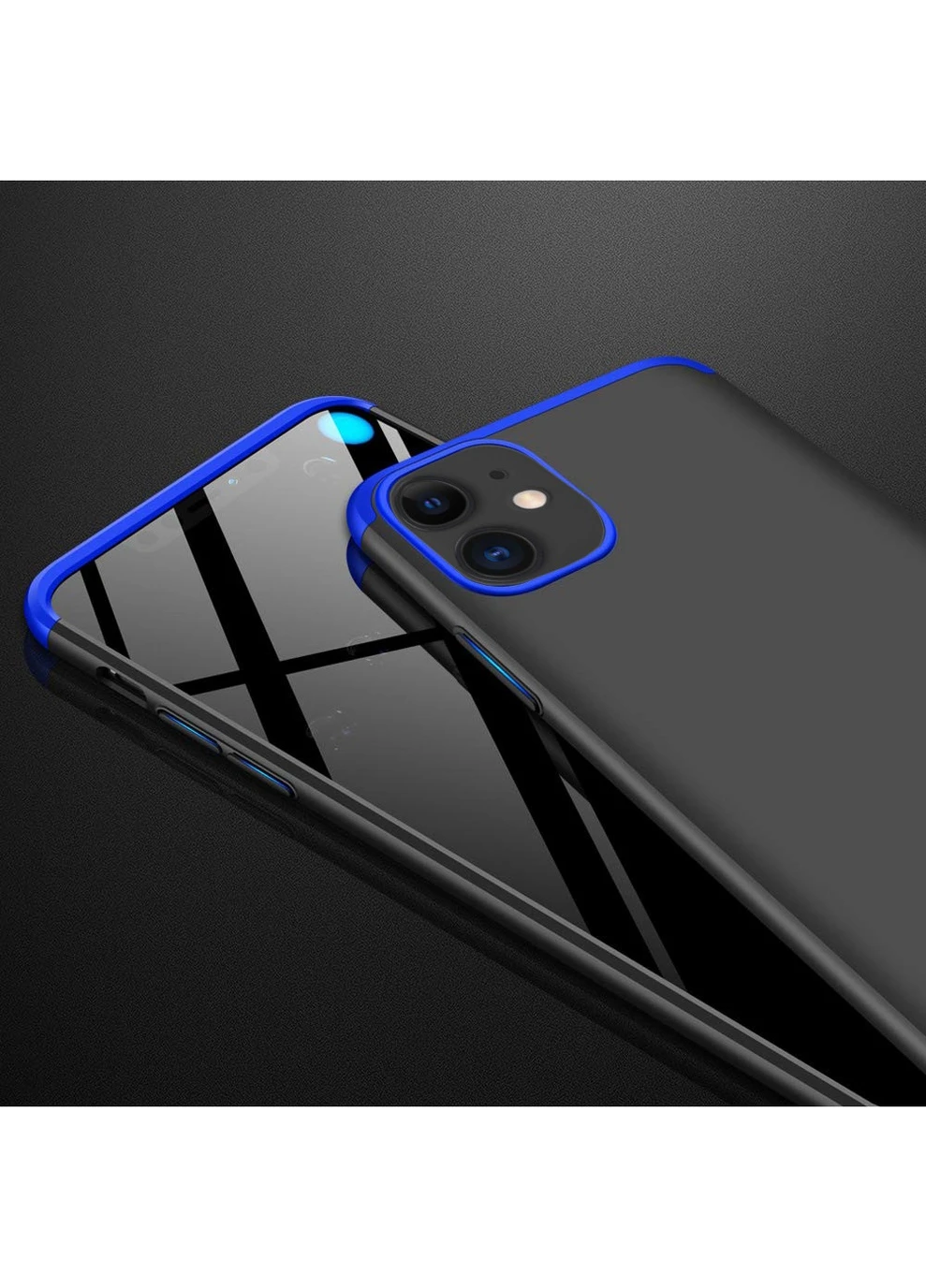 Пластикова накладка LikGus 360 градусів (opp) для Apple iPhone 12 (6.1"") Чорний / Синій (is_00000048820_8) GKK (250500087)