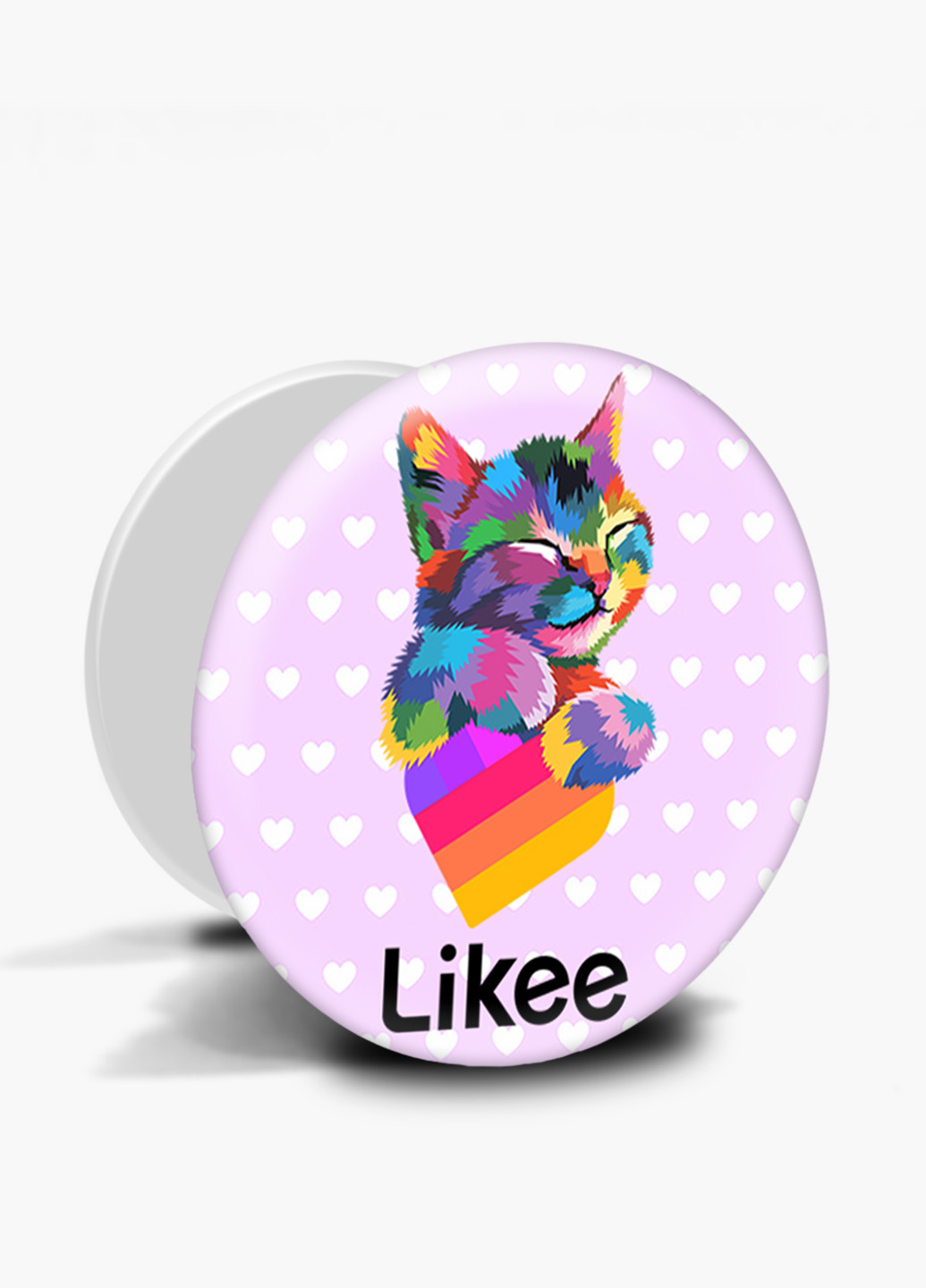 Попсокет (Popsockets) держатель для смартфона Лайк Котик (Likee Cat) (8754-1040) Черный MobiPrint (216748324)