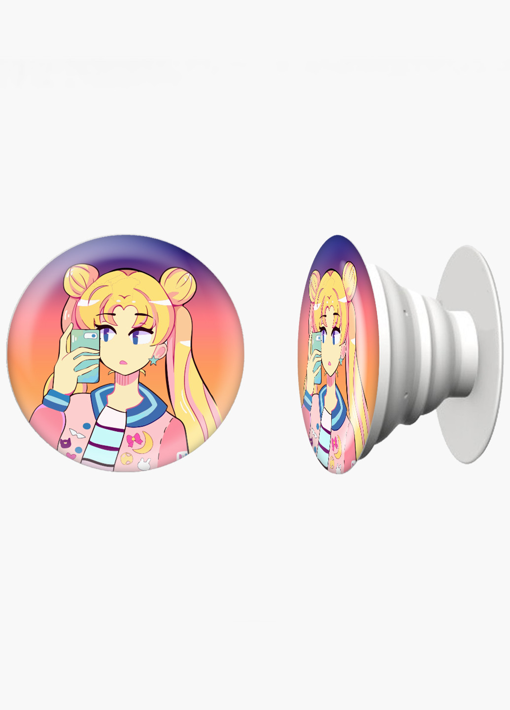 Попсокет (Popsockets) тримач для смартфону Сейлор Мун (Sailor Moon) (8754-2924) Чорний MobiPrint (229014793)
