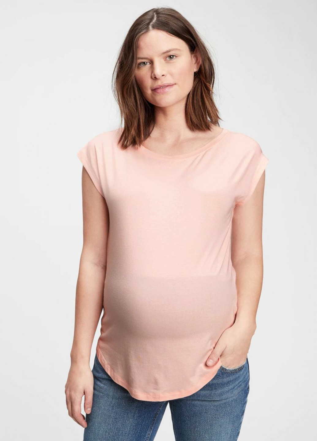 Розовая летняя футболка для беременных Gap