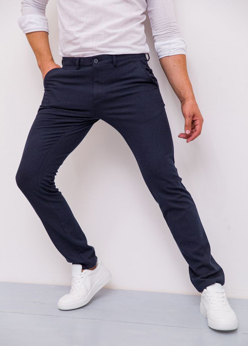 Темно-синие кэжуал демисезонные прямые брюки Ager