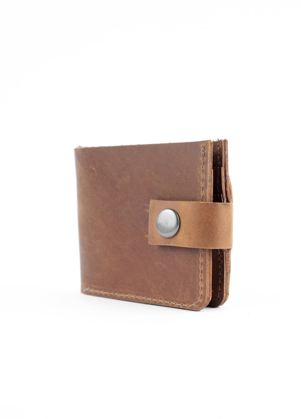 Шкіряний гаманець гаманець біфолд на кнопці Classic коричневий вінтажний Kozhanty (252316678)