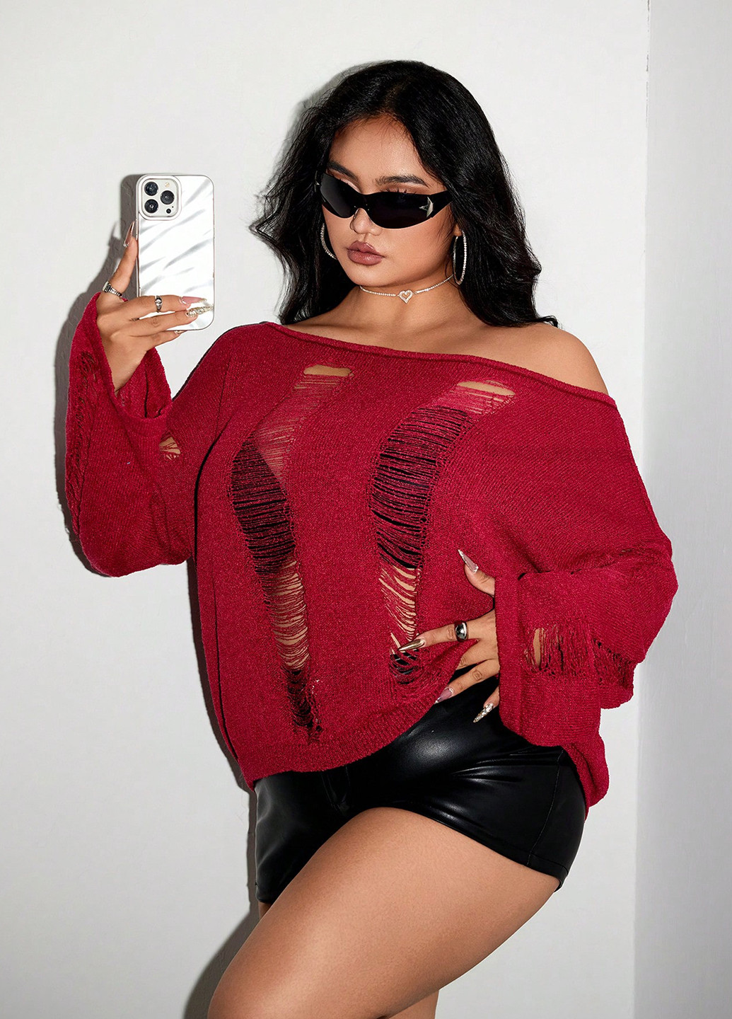 Темно-красный демисезонный джемпер джемпер SHEIN