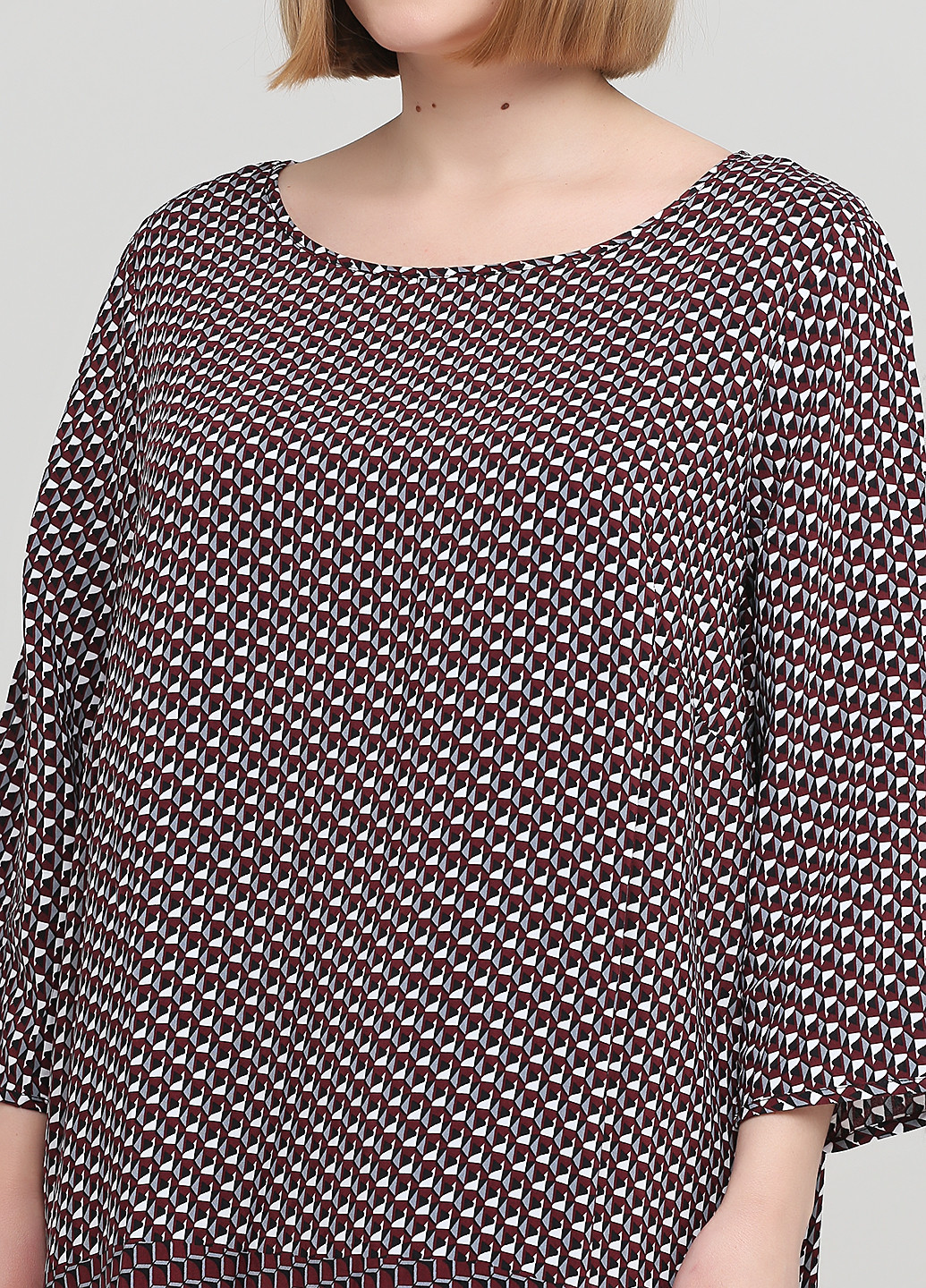 Бордовое кэжуал платье Patrizia Dini с геометрическим узором