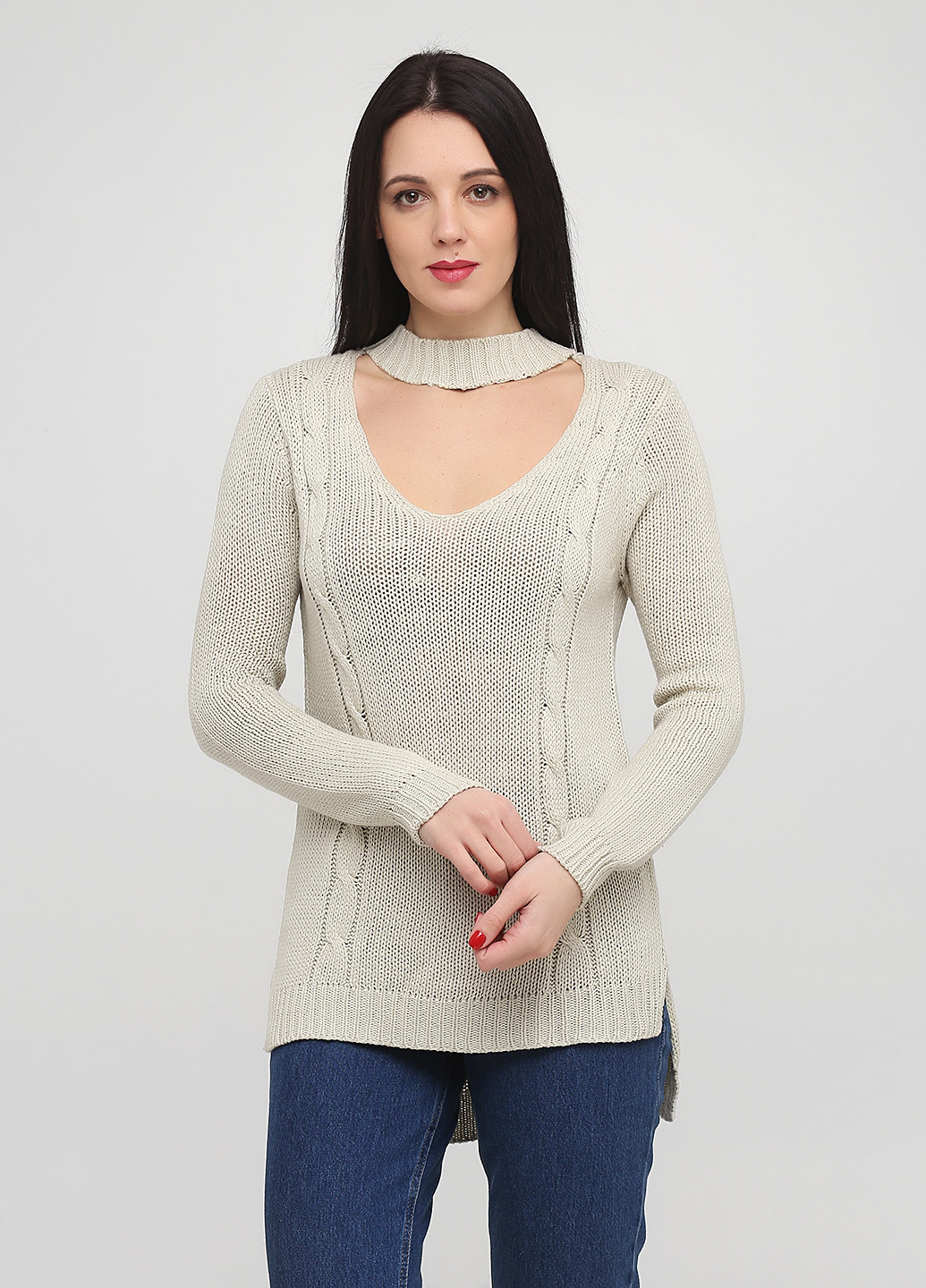 Сіро-бежевий демісезонний пуловер пуловер Francesca's