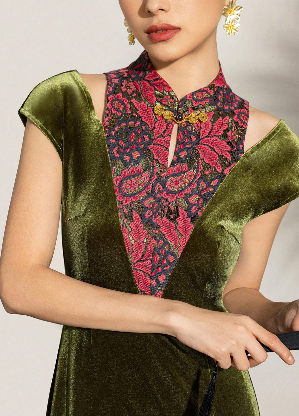 Зеленое вечернее платье силуэтная SHEIN колор блок