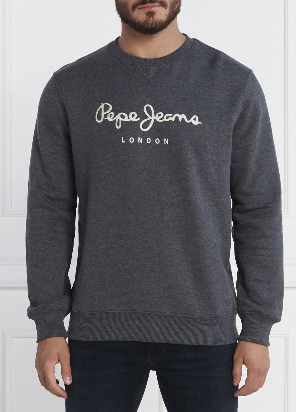Серый свитшот Pepe Jeans London логотип вышивка (302147051)