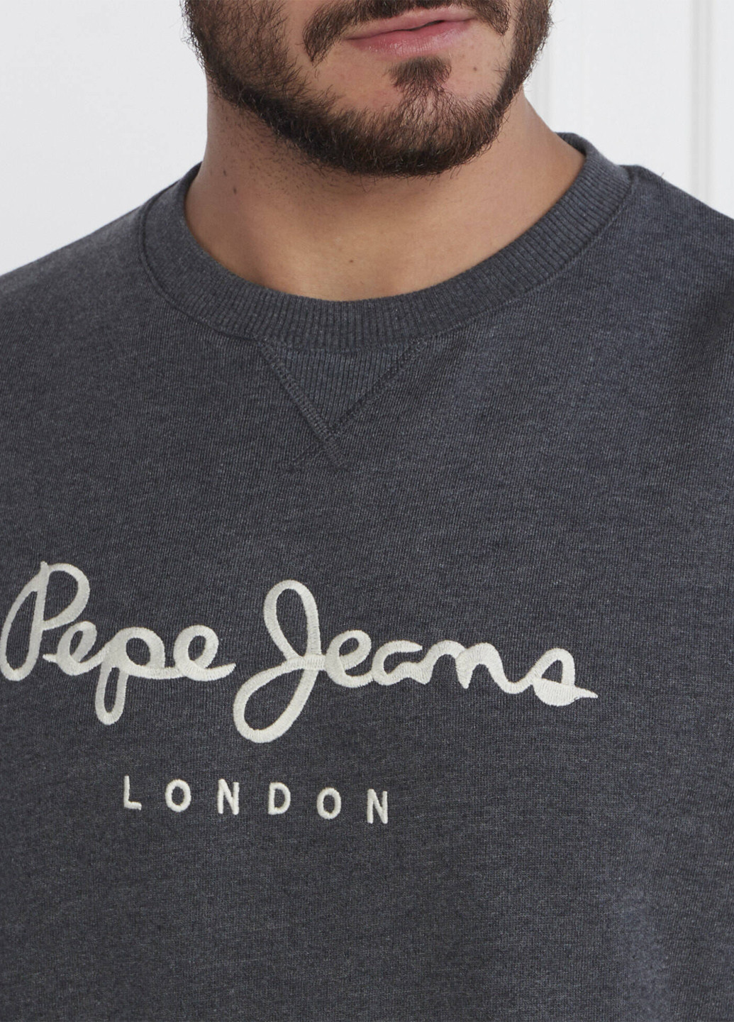 Серый свитшот Pepe Jeans London логотип вышивка (302147051)