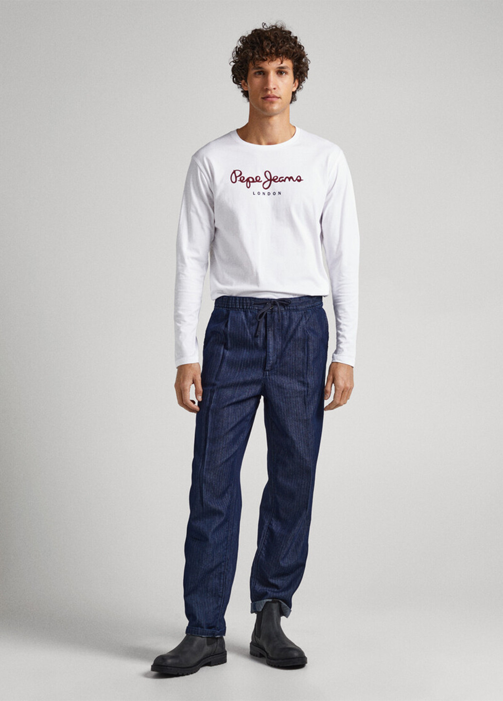 Белый демисезонный кэжуал лонгслив Pepe Jeans London с надписями