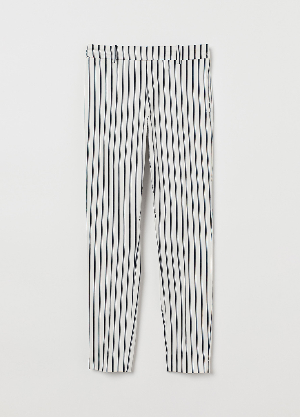 Белые кэжуал демисезонные укороченные, зауженные брюки H&M