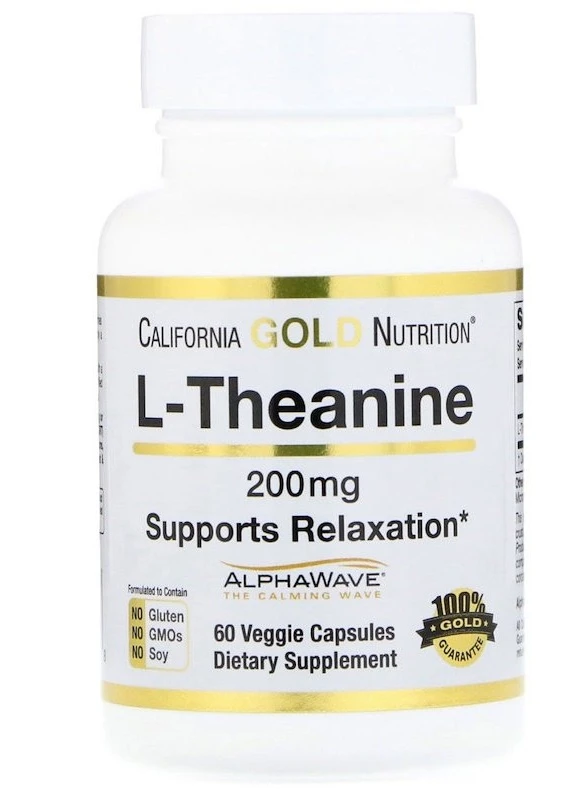 L-теанін, L-theanine AlphaWave 200 mg 60 Veggie Capsules California Gold Nutrition (254371736)