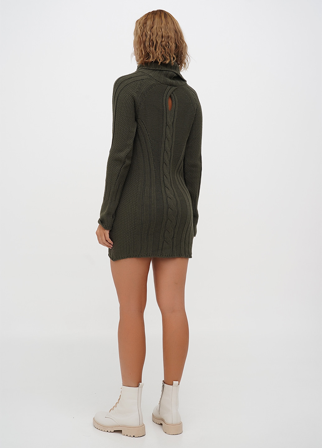 Оливкова (хакі) кежуал сукня сукня светр Sassofono однотонна