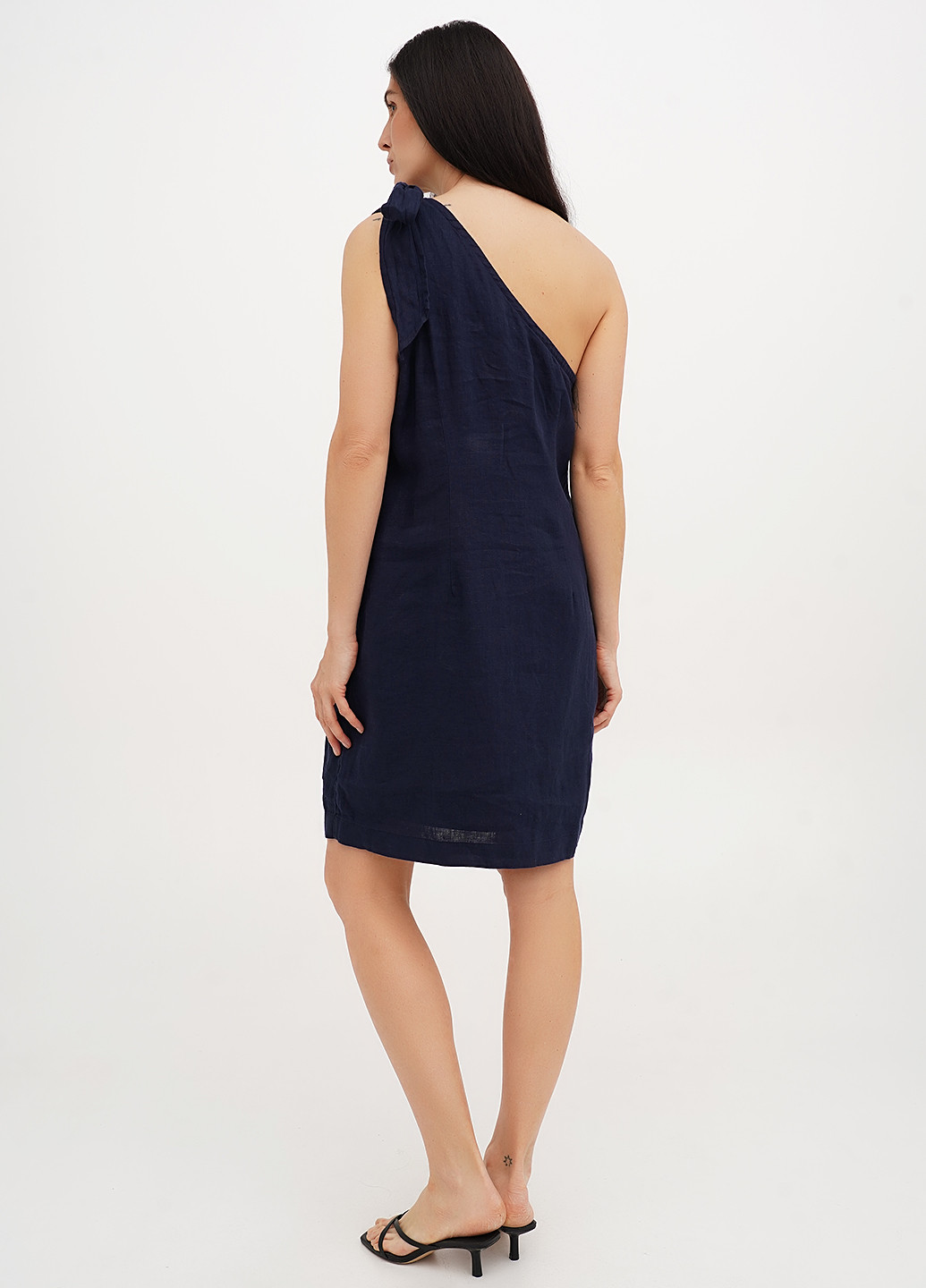 Темно-синее кэжуал платье на одно плечо J.Crew однотонное