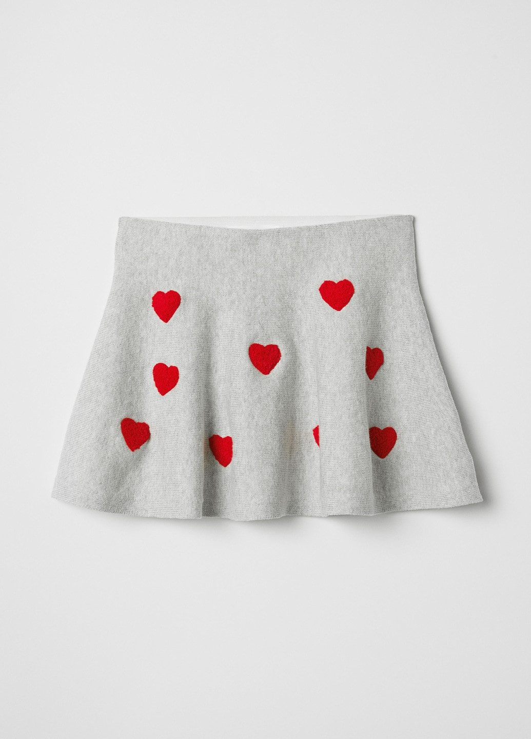 Серая кэжуал с сердечками юбка H&M клешированная