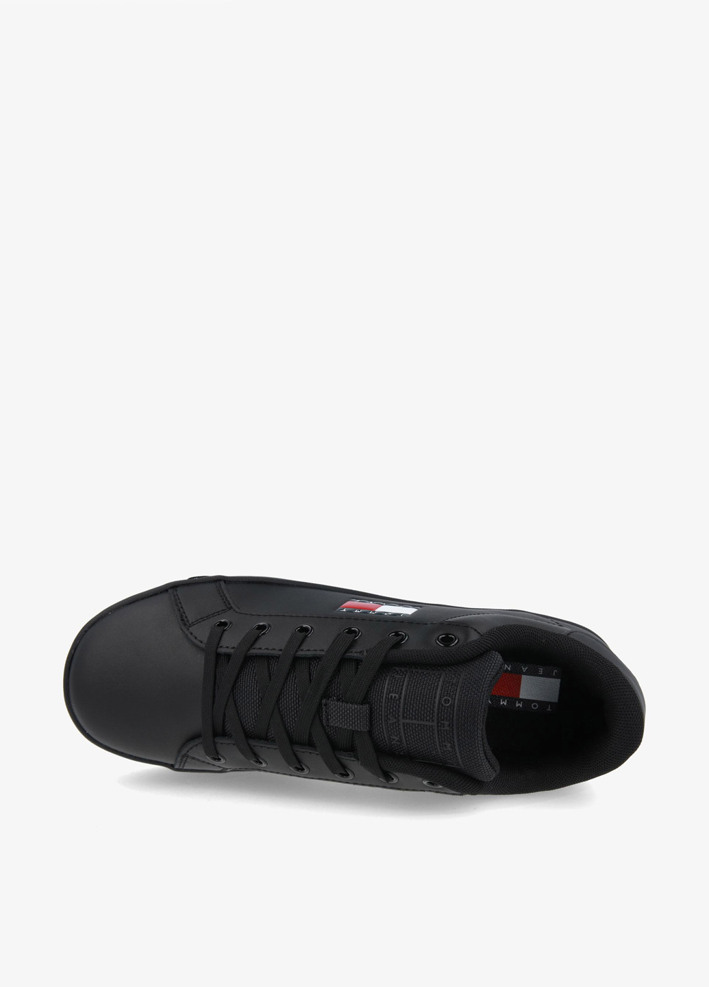 Кросівки Tommy Jeans ESSENTİAL LEATHER FİNE-CLEAT FLATFORM TRAİNERS чорні демісезони (348430422)