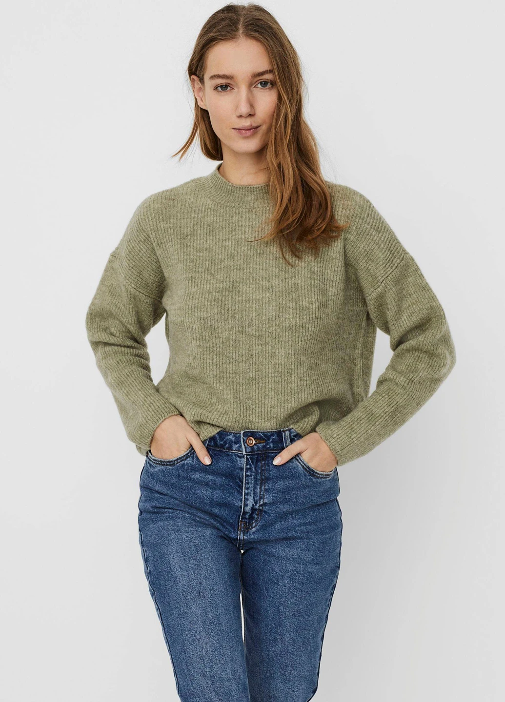 Оливковий (хакі) демісезонний светр Vero Moda