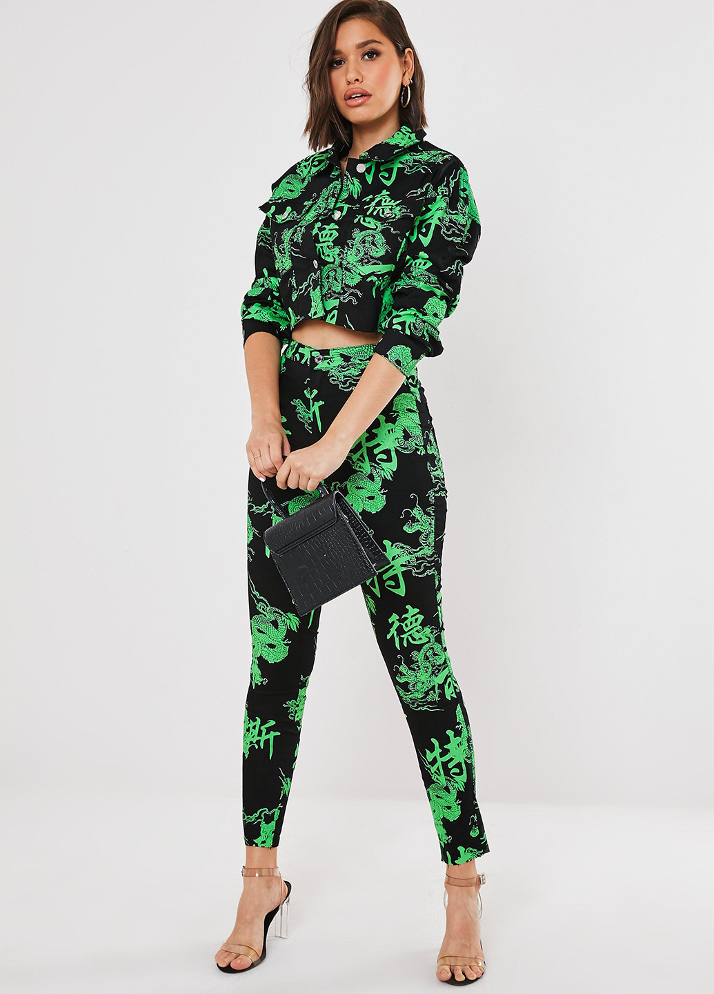 Зеленый женский жакет Missguided с абстрактным узором - летний