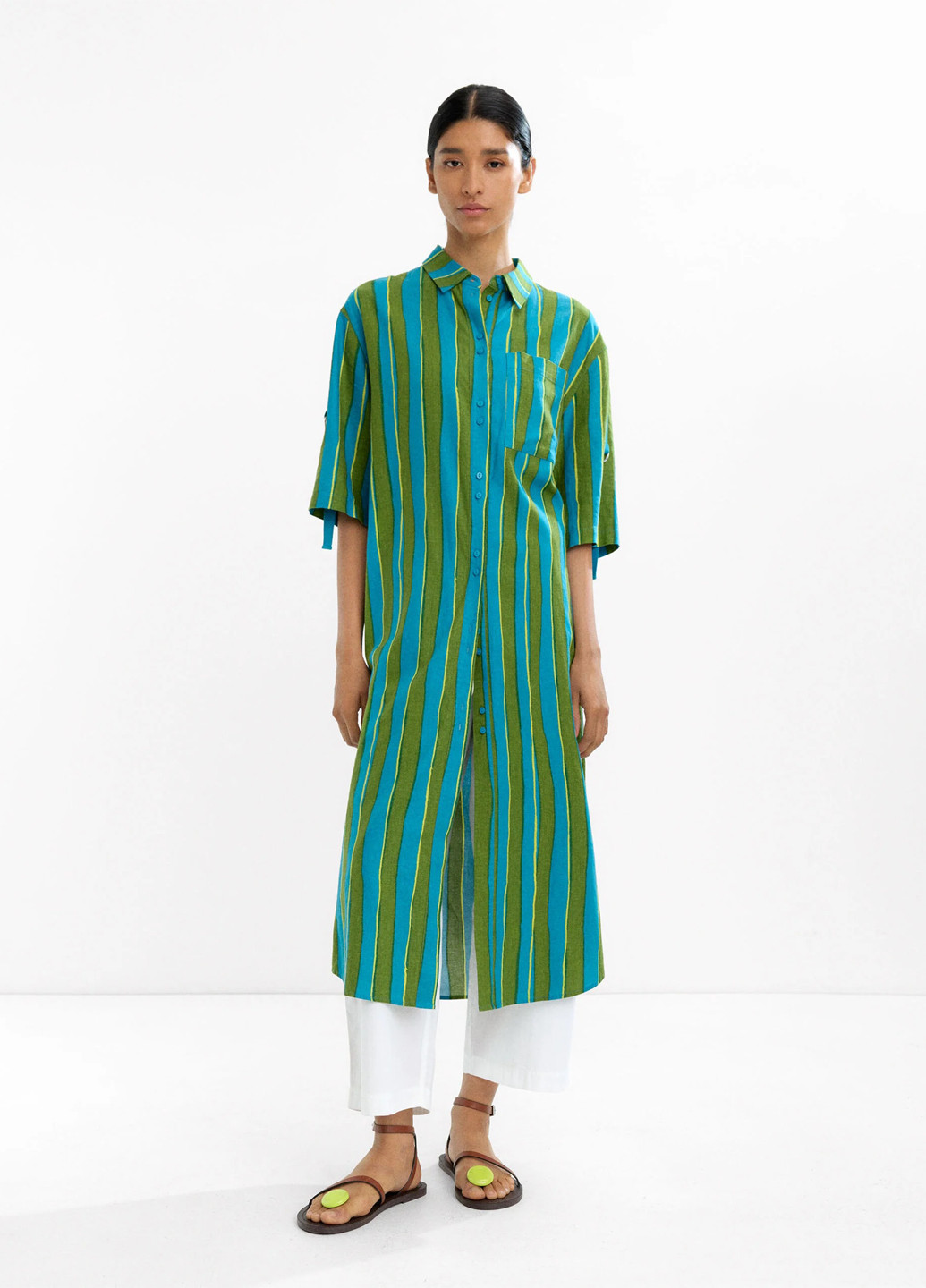 Бірюзова кежуал сукня сукня-сорочка Parfois в смужку