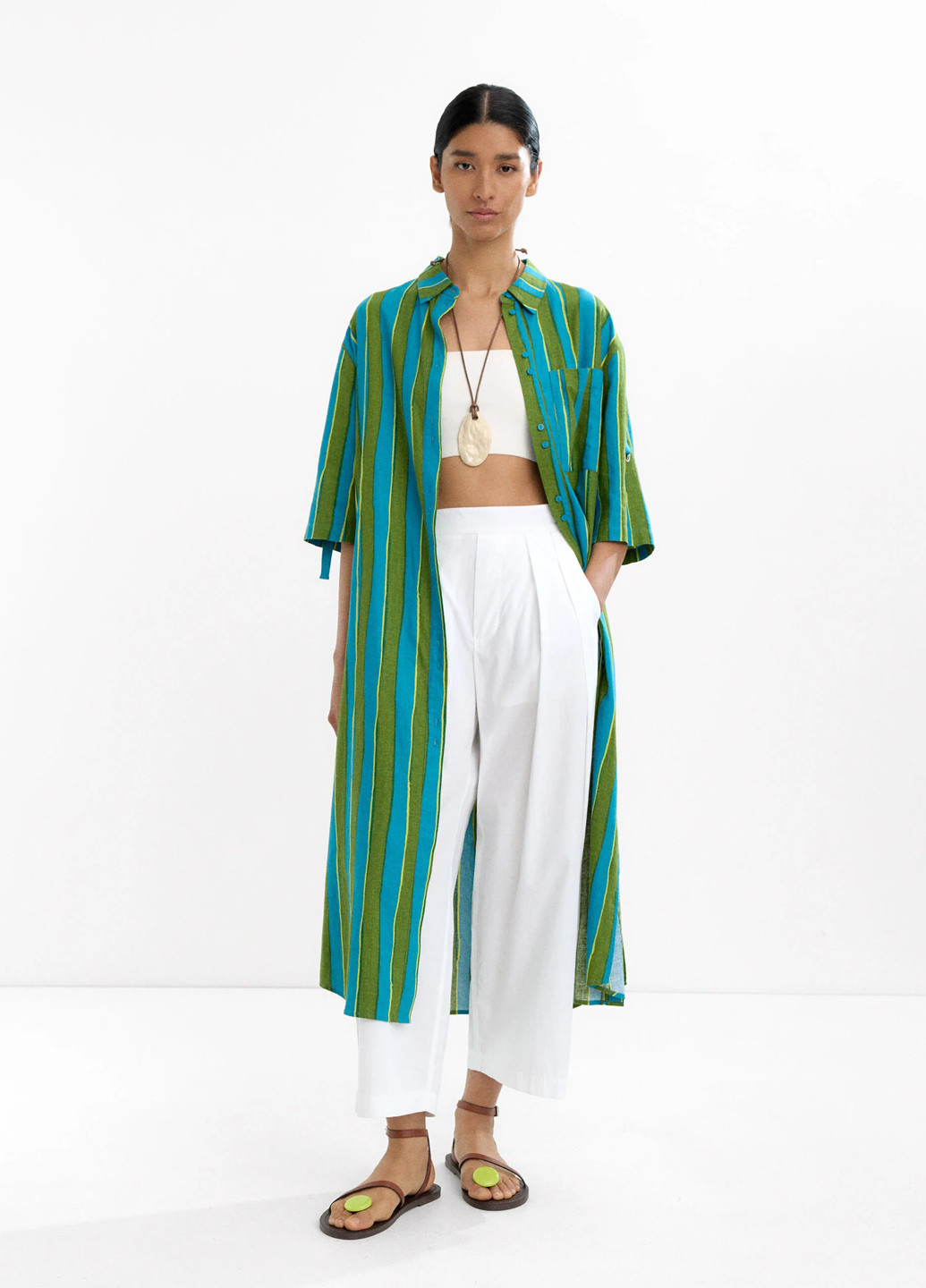 Бірюзова кежуал сукня сукня-сорочка Parfois в смужку