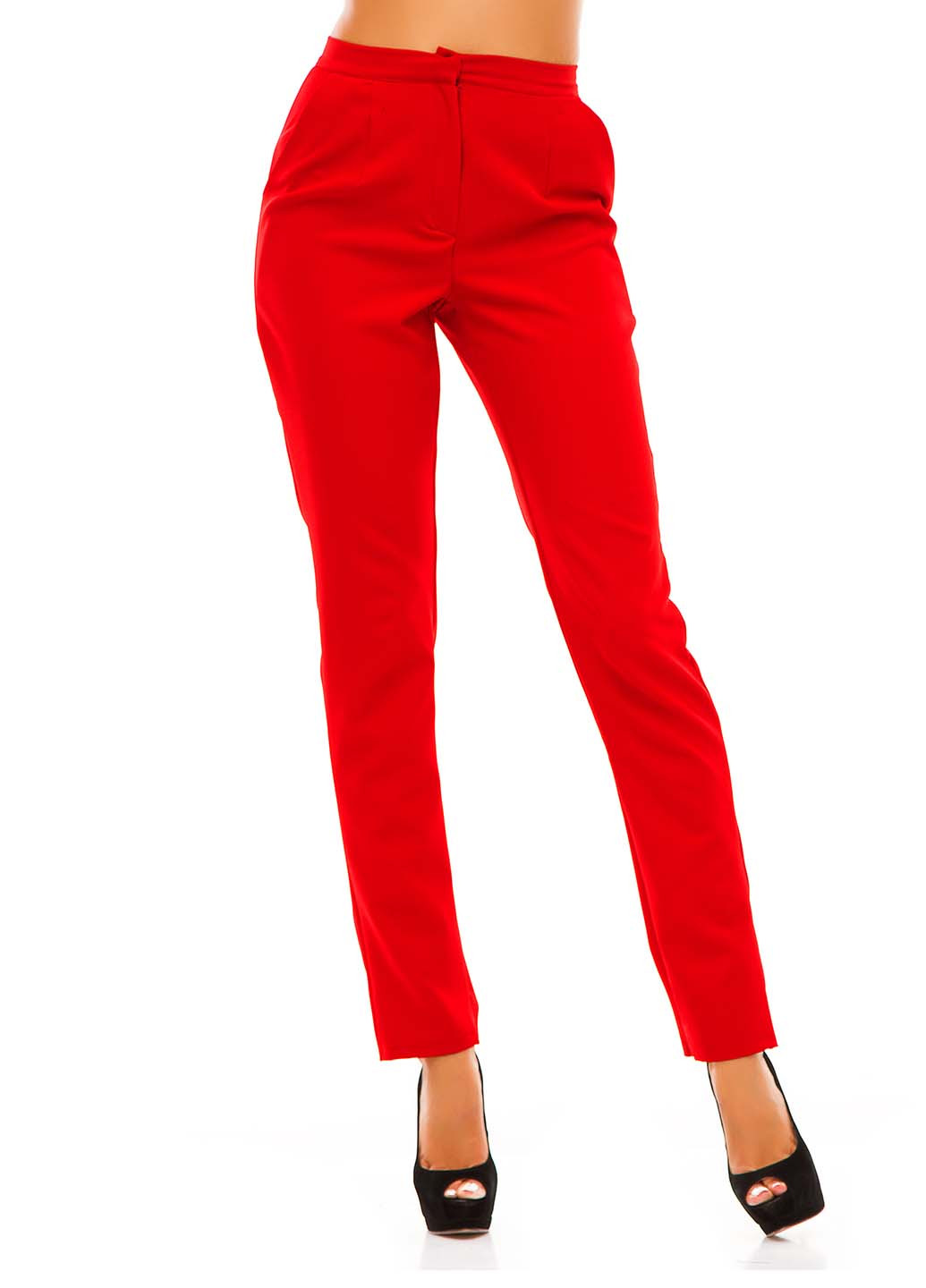 Красные кэжуал демисезонные брюки Lady Style