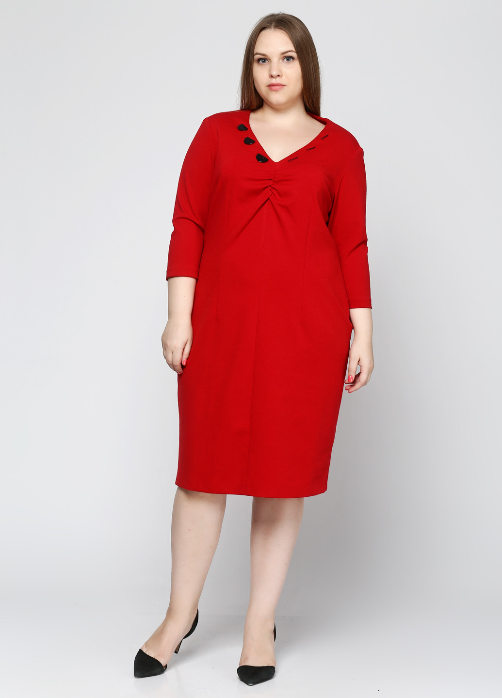 Красное кэжуал платье Stefanie L однотонное