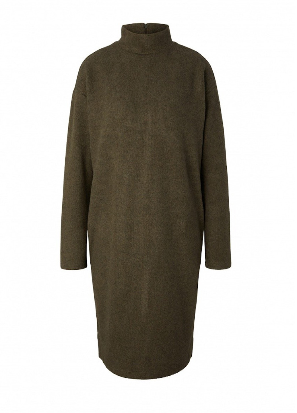 Оливковое (хаки) кэжуал платье платье-свитер Tom Tailor однотонное