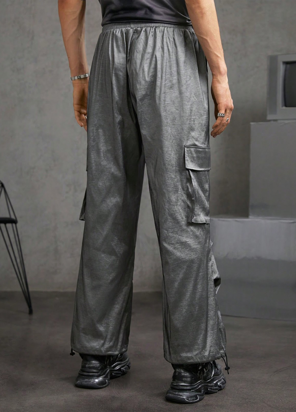 Темно-серые кэжуал демисезонные карго брюки SHEIN