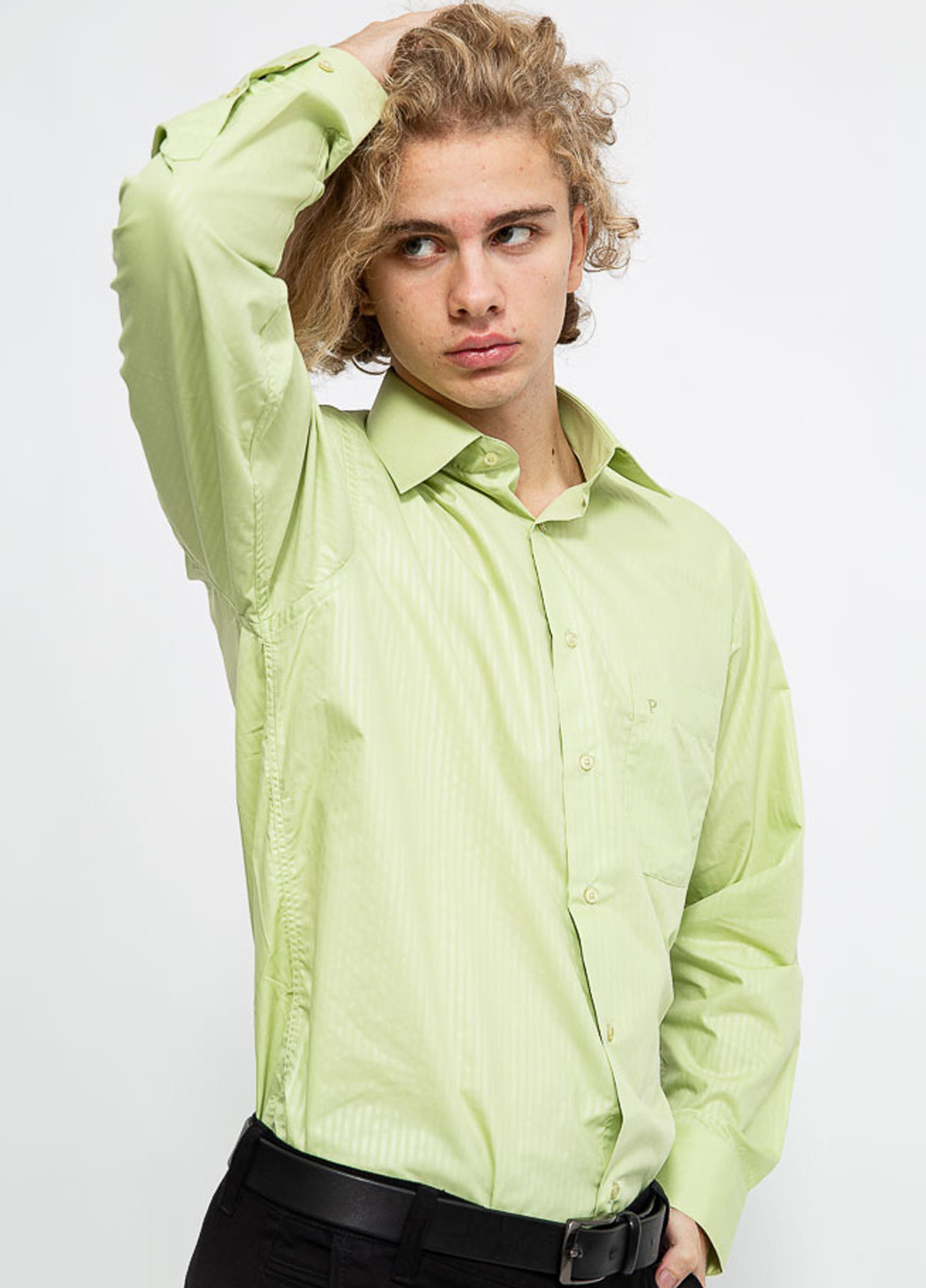 Салатовая кэжуал рубашка в полоску Ager