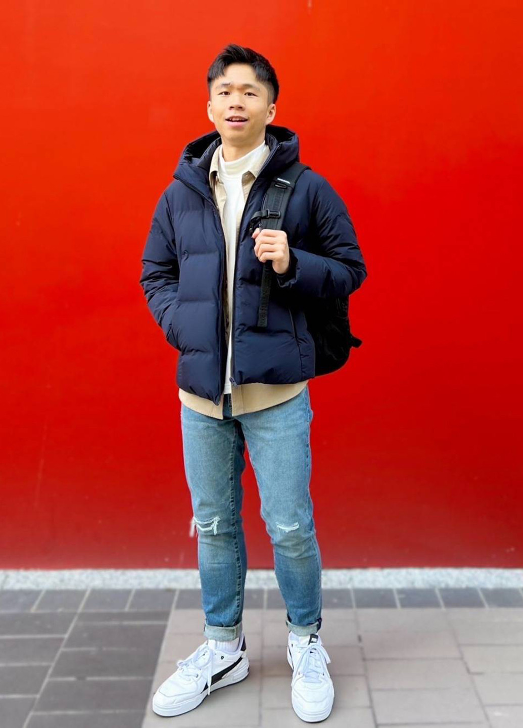 Синие демисезонные скинни джинсы Uniqlo